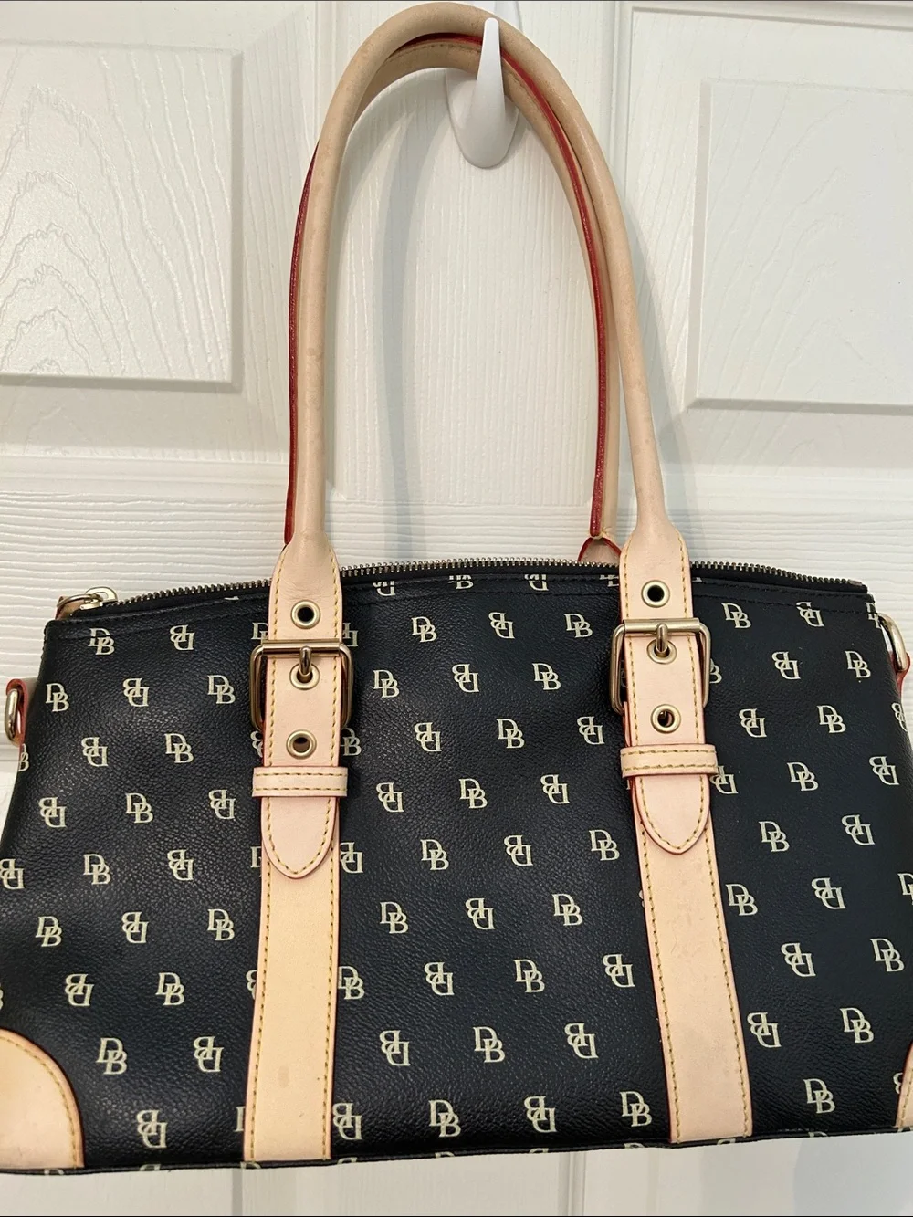 Dooney & Bourke Black Y2K era Satchel with Cream Trim